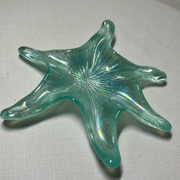 STARFISH Tray Trinket Art Glass Jewelry Dish Beach Cottage Ocean - Picture 2 of 4